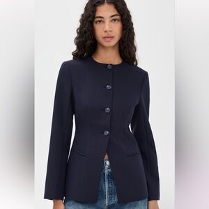 Aligne Navy Blue Long Sleeve Daphne Waisted Cutaway Blazer